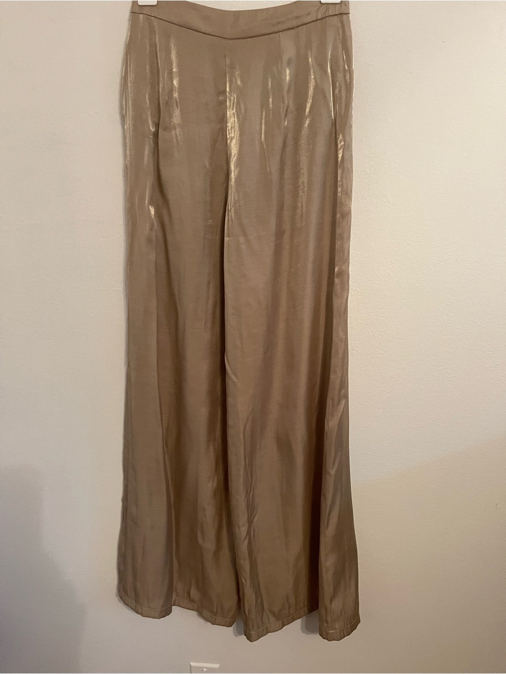 Lovers + Friends Shimmery Champagne Satin Trousers. Size Small